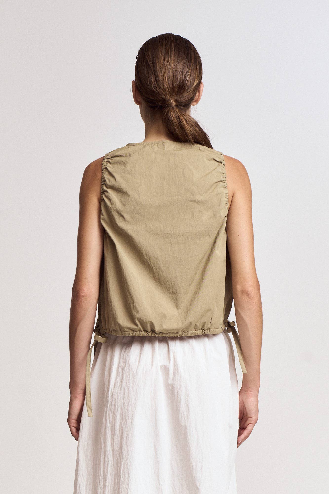 Gathered Cropped Tank- Dry Herb