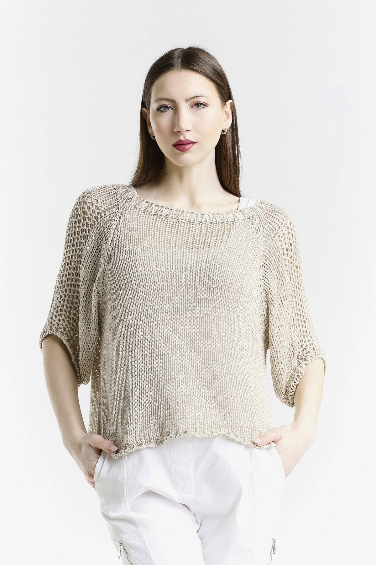 Knit Ballet Sleeve Sweater / Natural