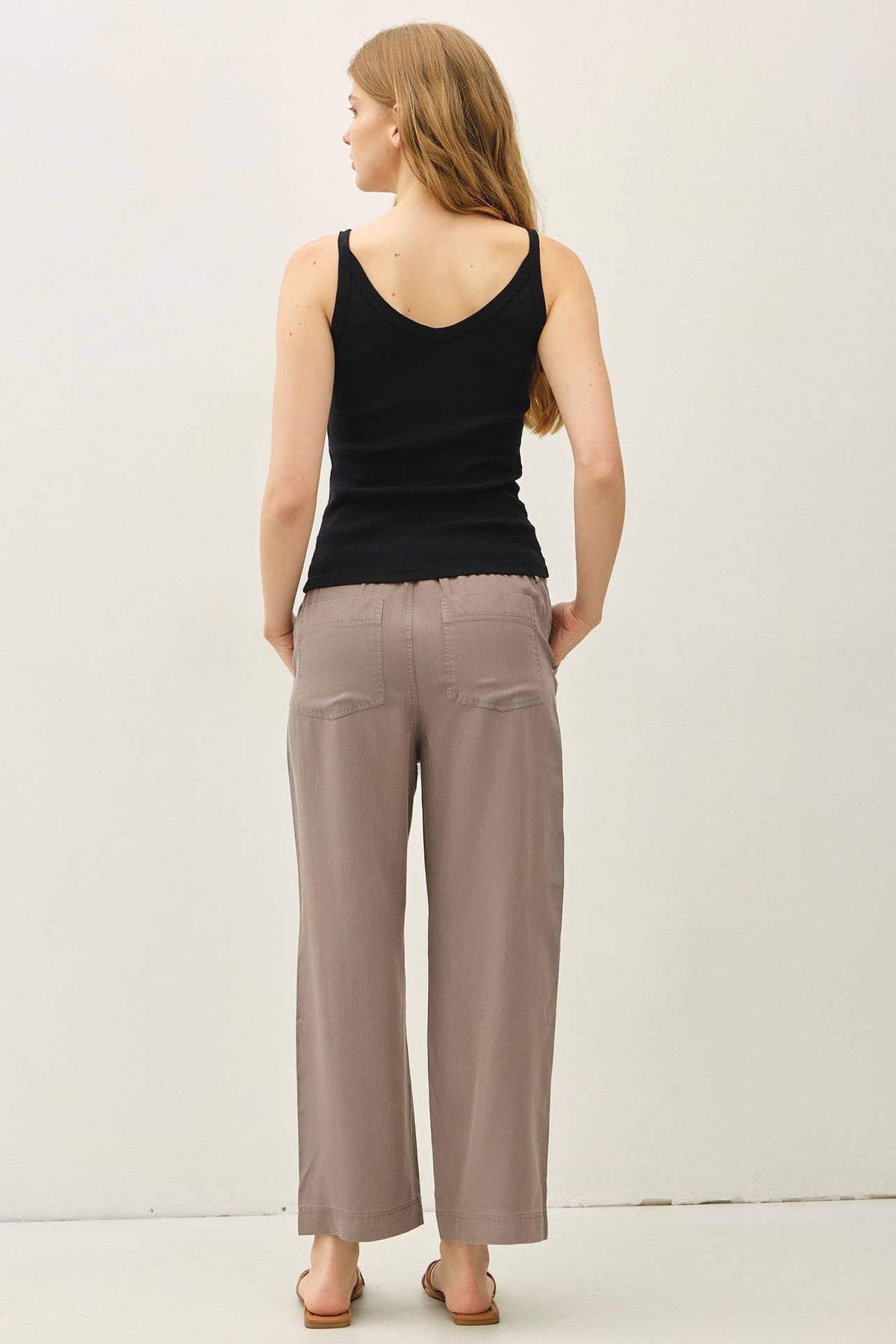 Wide Leg Tencel Pant / Earth Grey