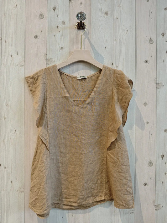 Camel Ruffle Top