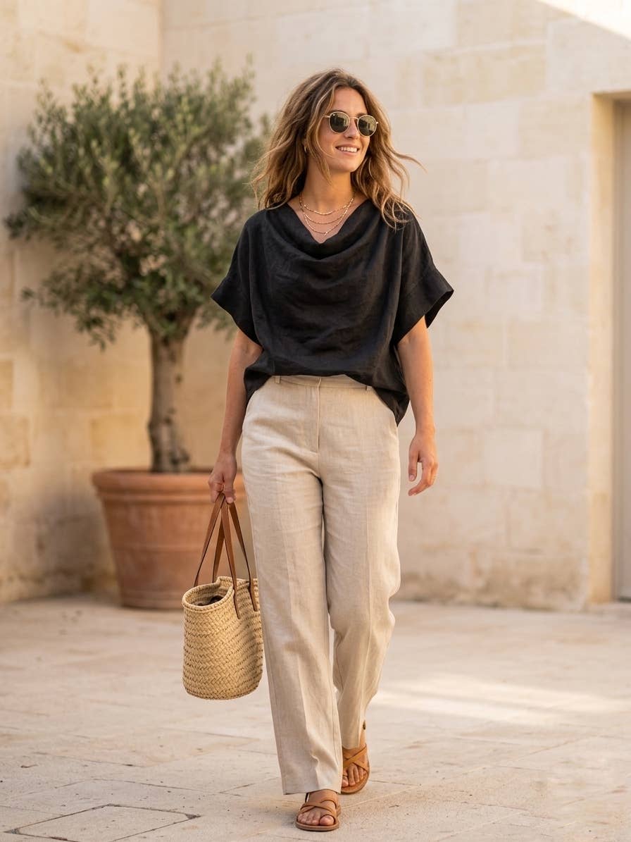 Sloane Linen Blouse / Beige