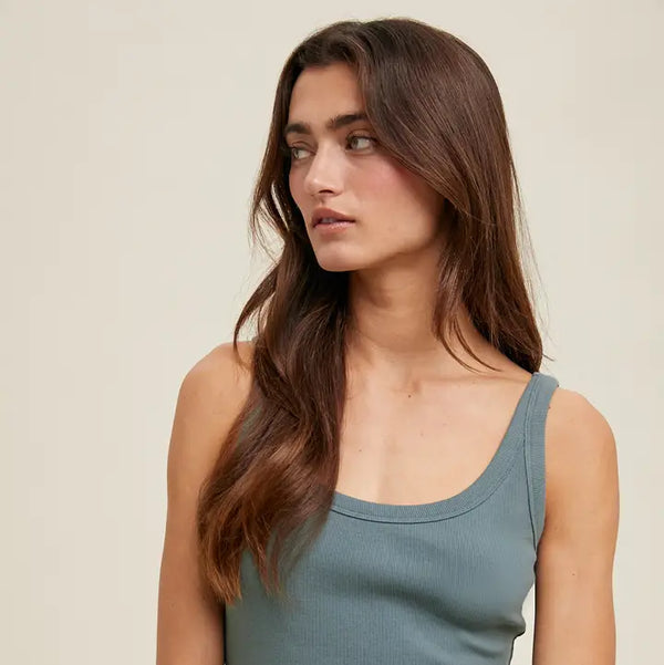 Ribbed Knit Tank - Grey