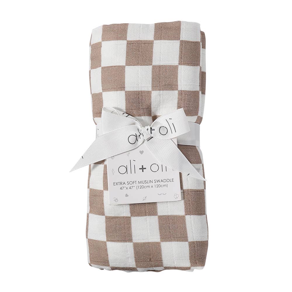 Muslin Swaddle Blanket- Mocha