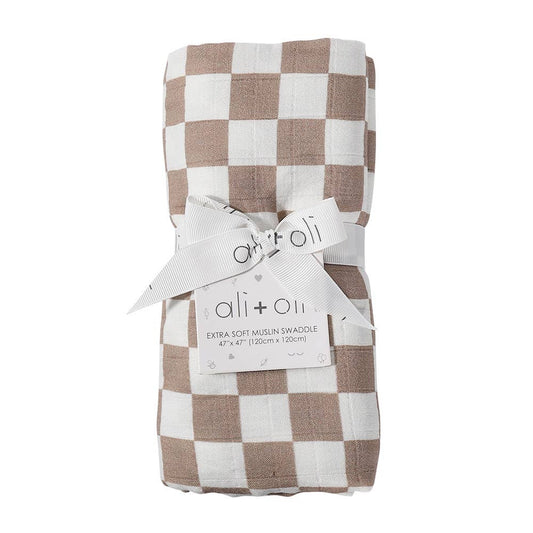 Muslin Swaddle Blanket- Mocha