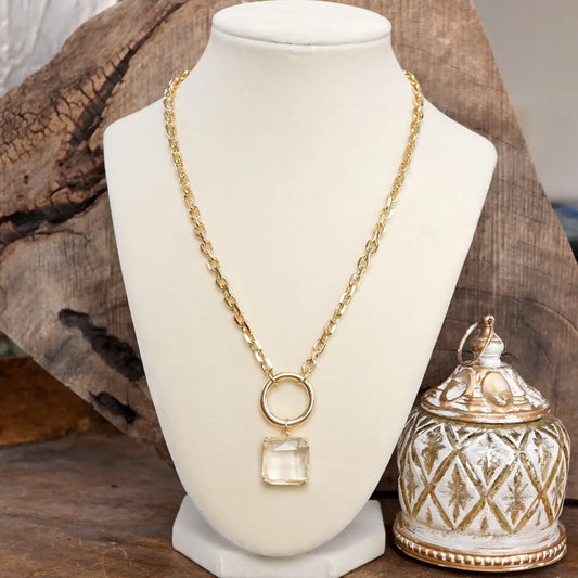 Crystal Pendant Chain Necklace