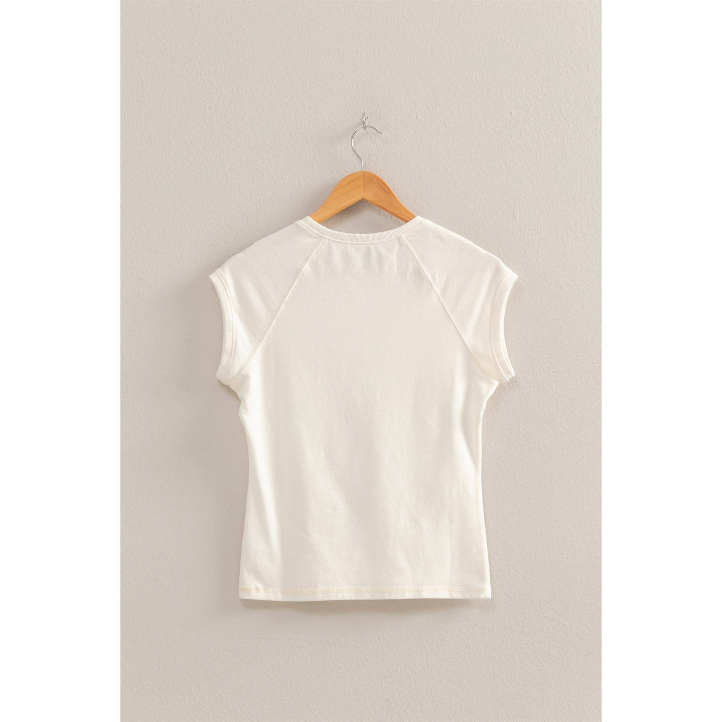 Basic Raglan Cap Sleeve Tee: White