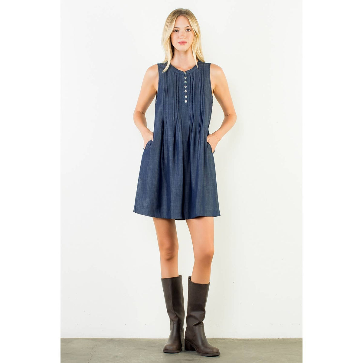 Denim Button Dress