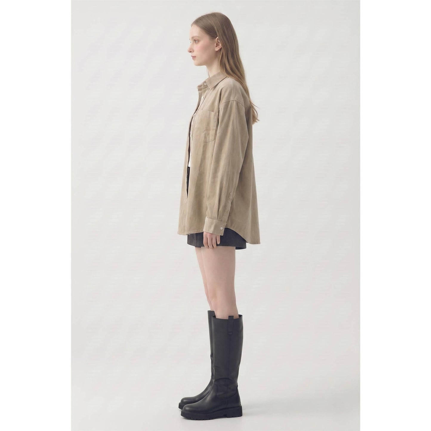 Oversized Button-Up: Soft Taupe
