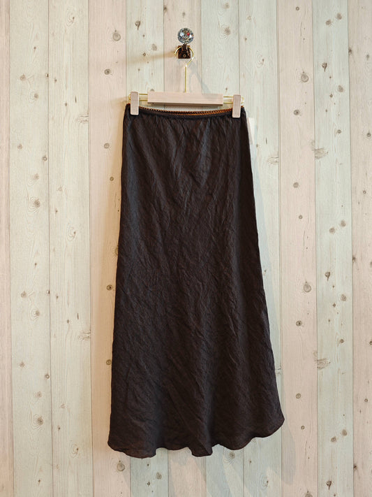 Blank Linen Skirt - Brown