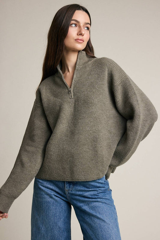 Half Zip Mock Neck Knit Sweater