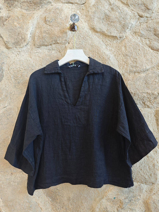 Linen Blouse- Black