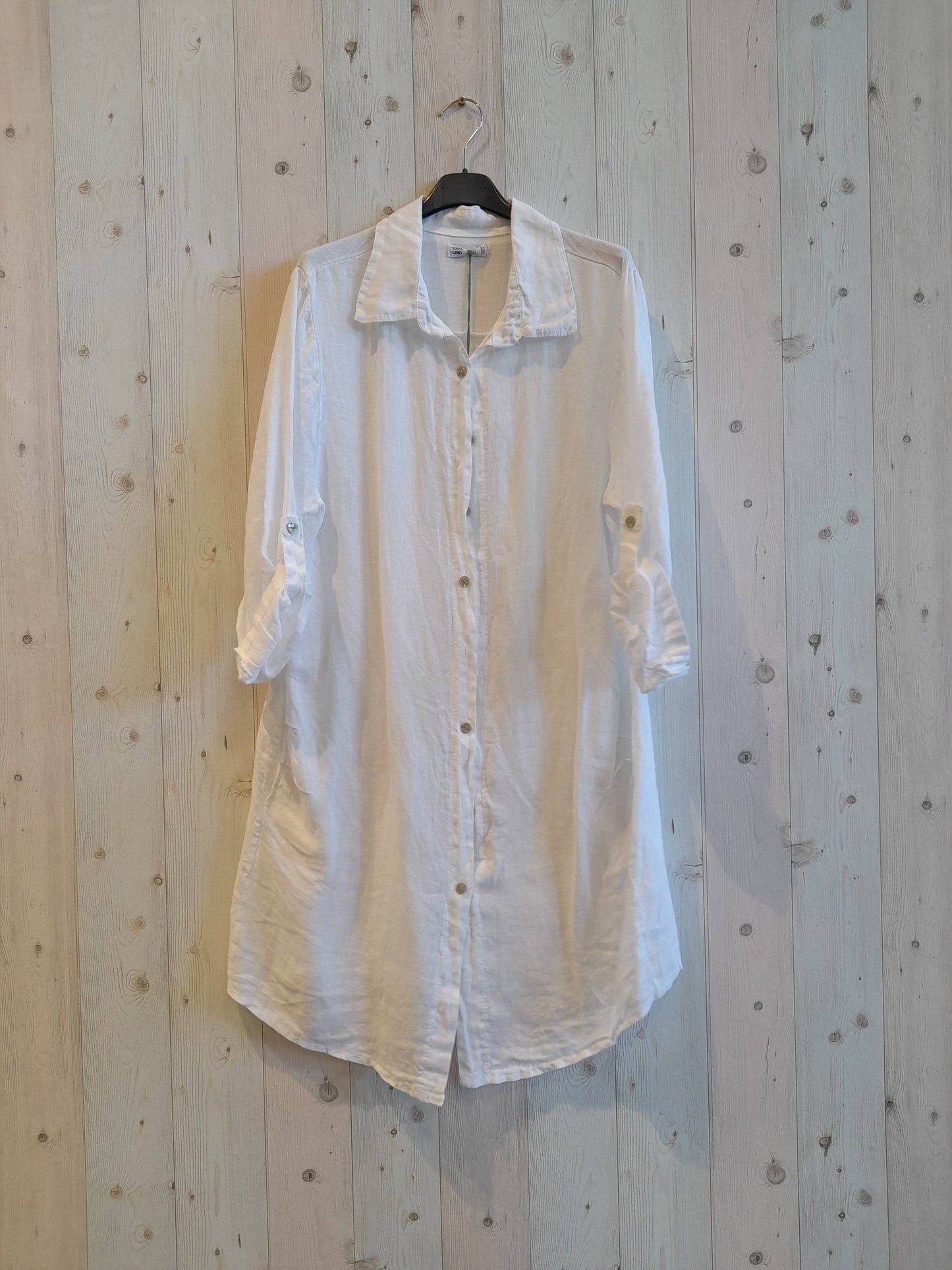 Ref-89075 SHORT SHIRT 100% LINEN: BEIGE