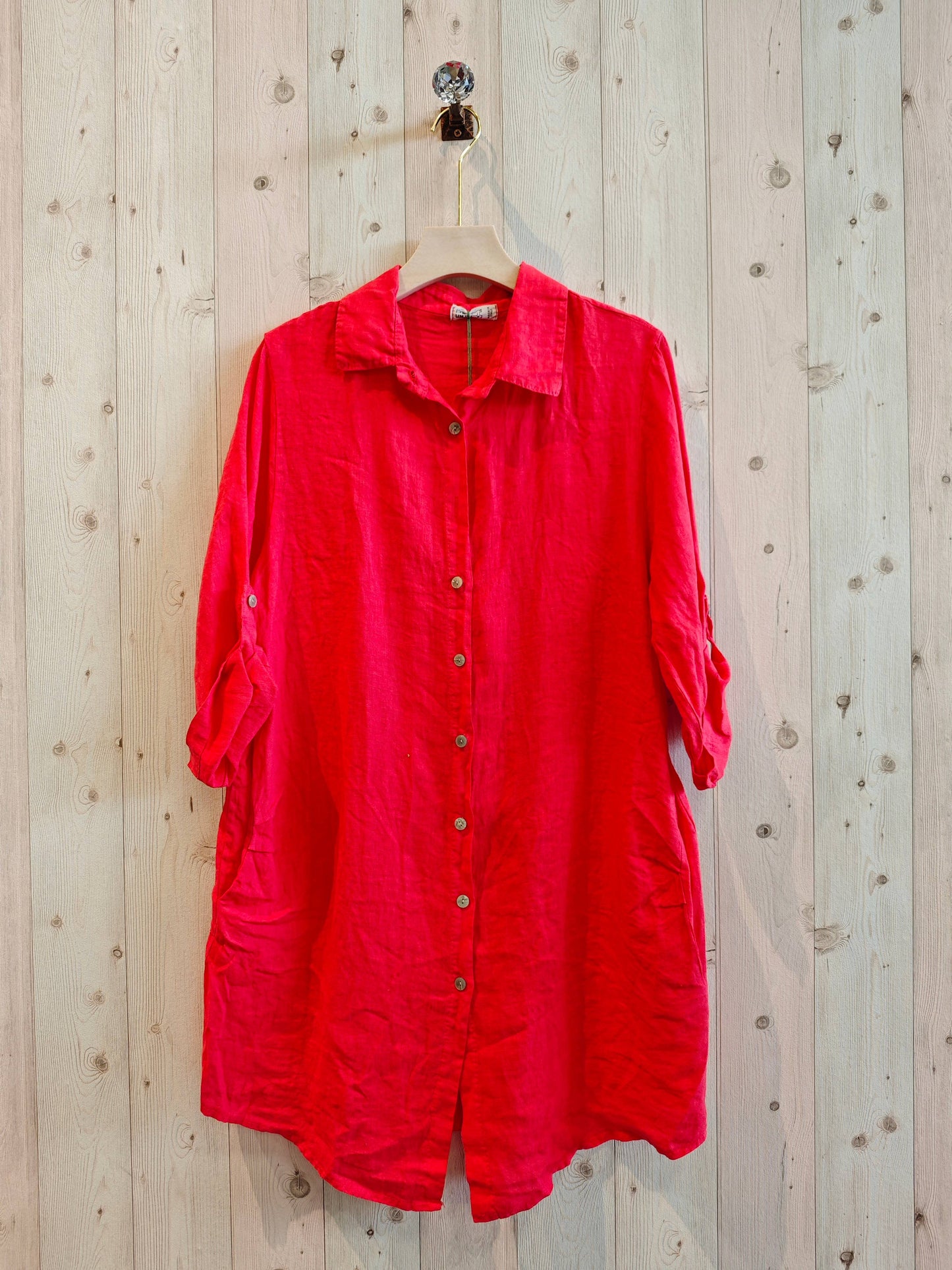 Ref-89075 SHORT SHIRT 100% LINEN: Marino