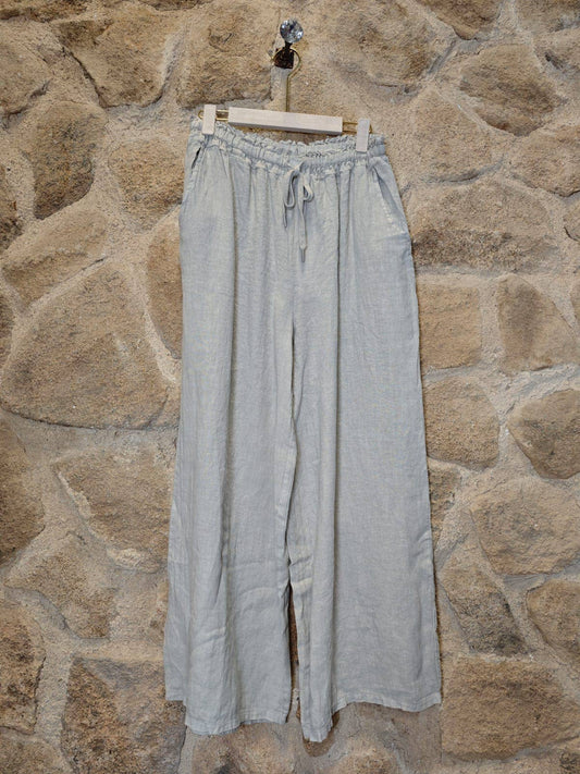Wide Leg Linen Pants - Sand
