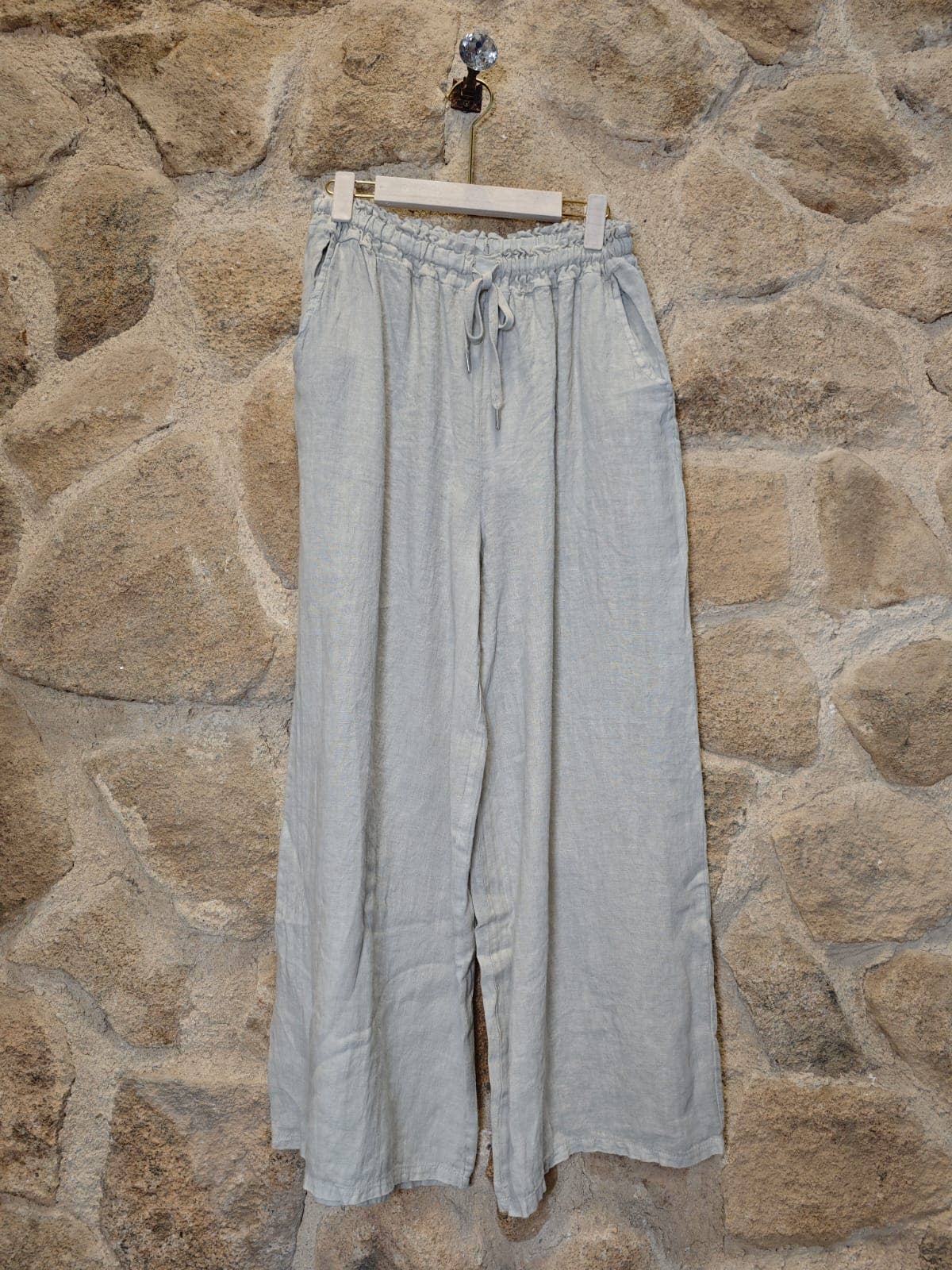 Ref-18116 WIDE-LEG PANTS 100% LINEN: Camel