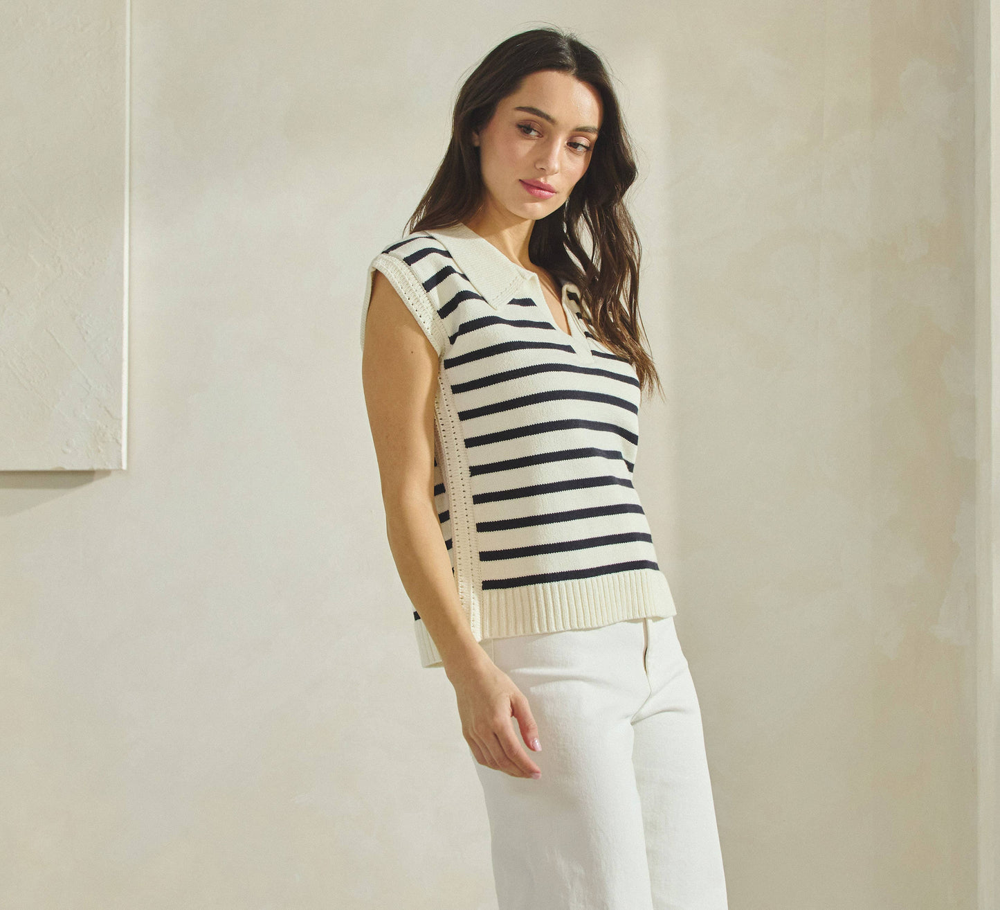 Striped Collared Sweater Vest