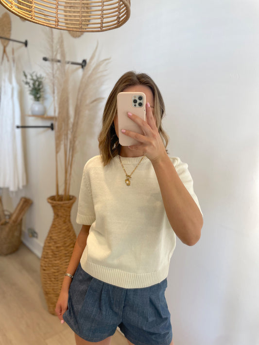 Savannah Sweater Top- Ivory