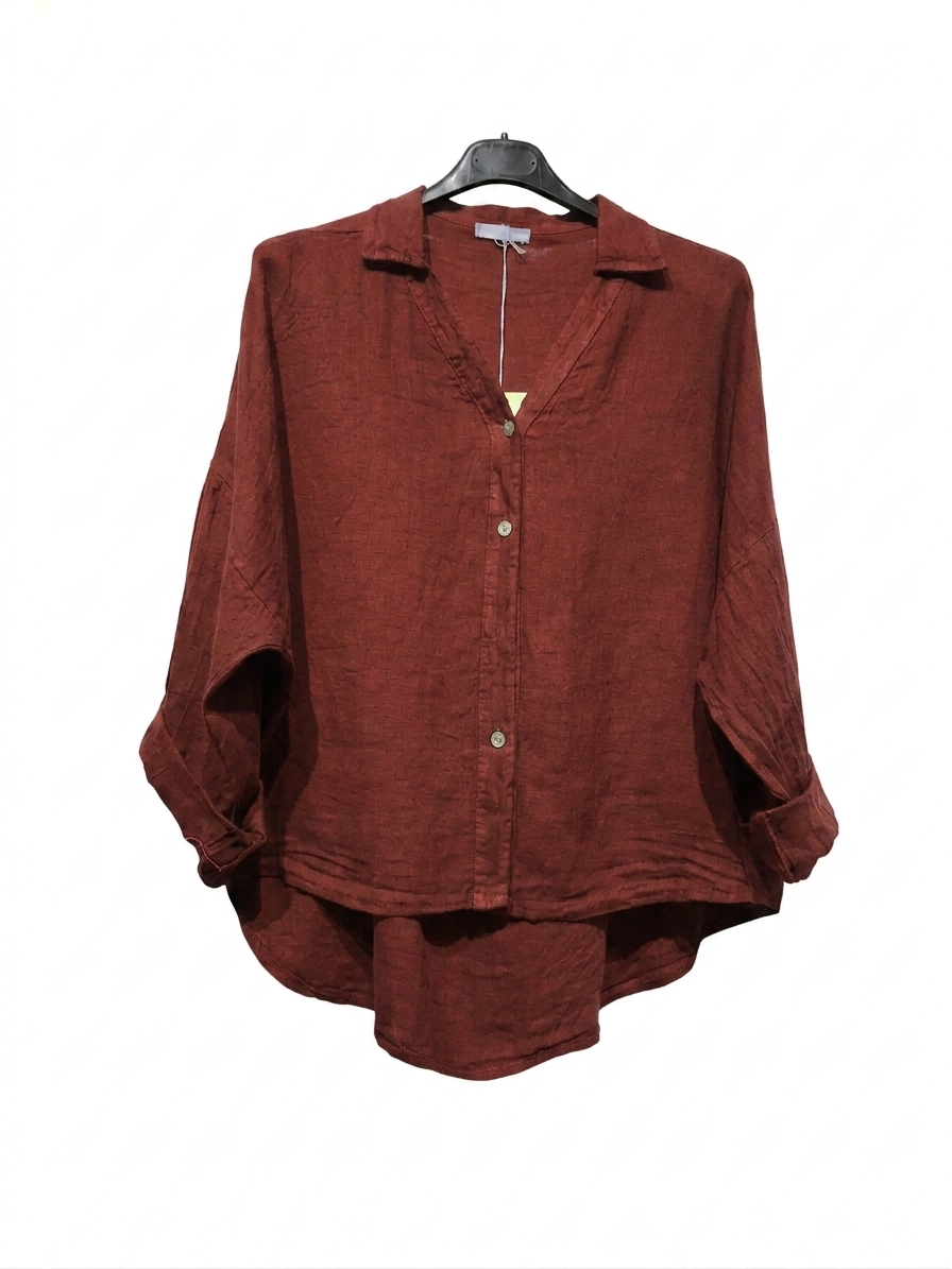 Linen Shirt- Bordeaux