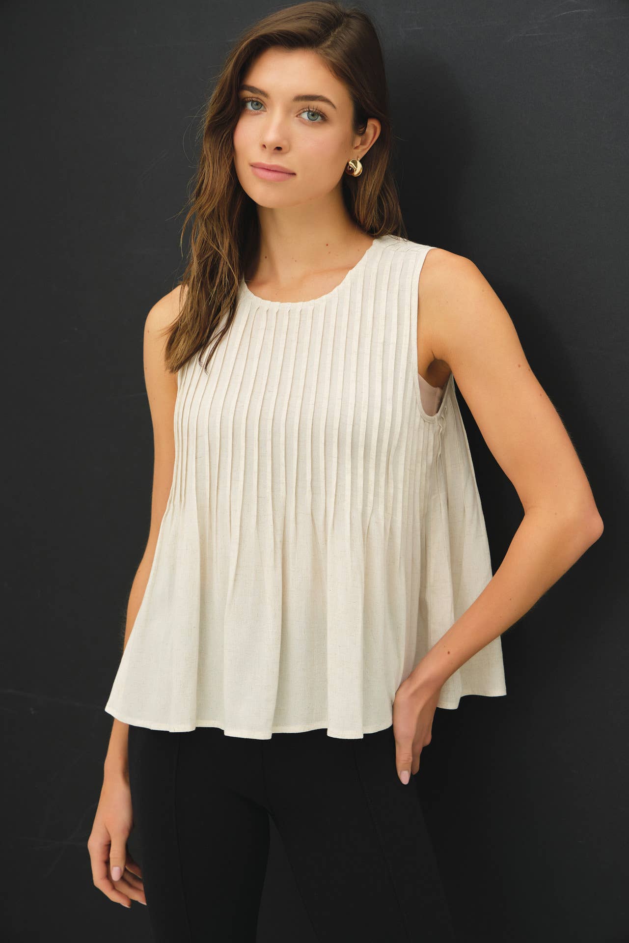 Linen Pleated Blouse