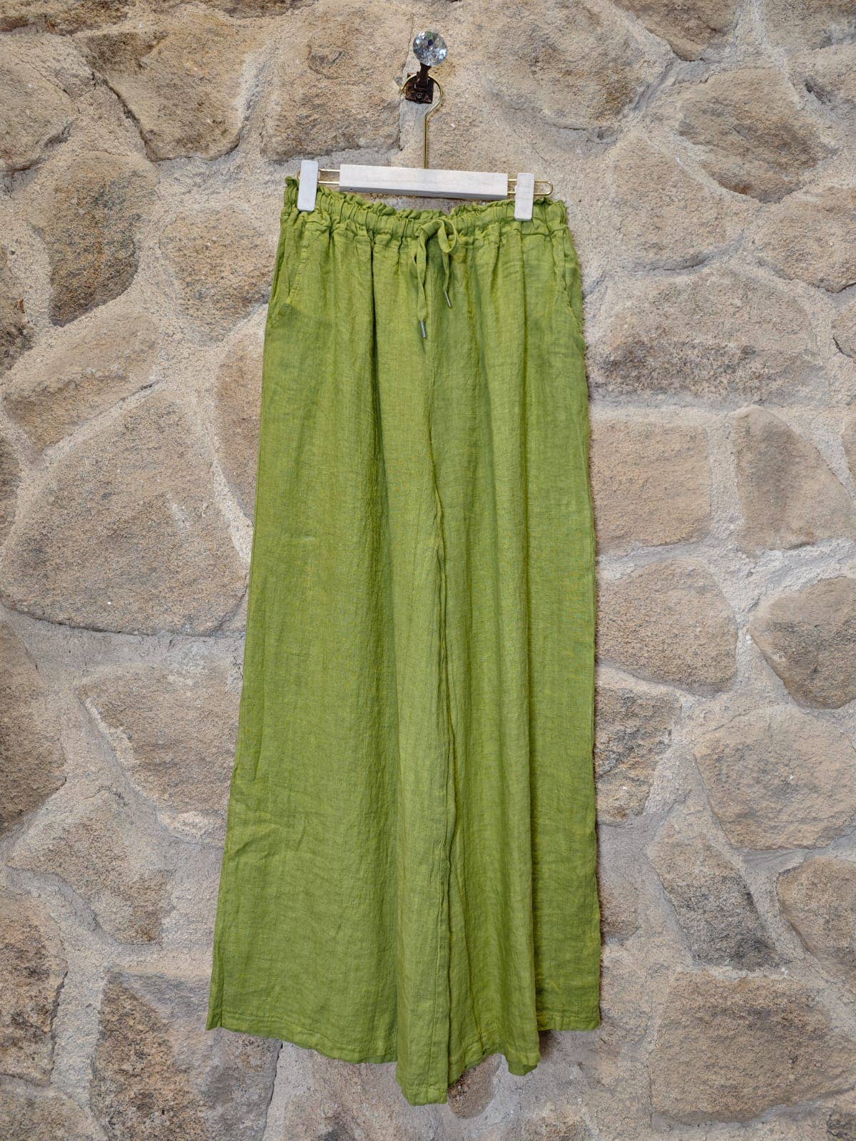 Ref-18116 WIDE-LEG PANTS 100% LINEN: Camel