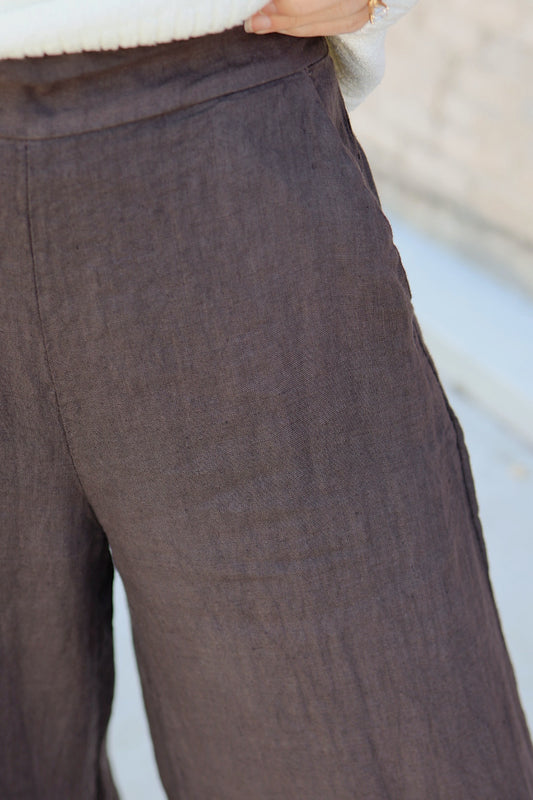 Linen Palazzo Pant / Espresso