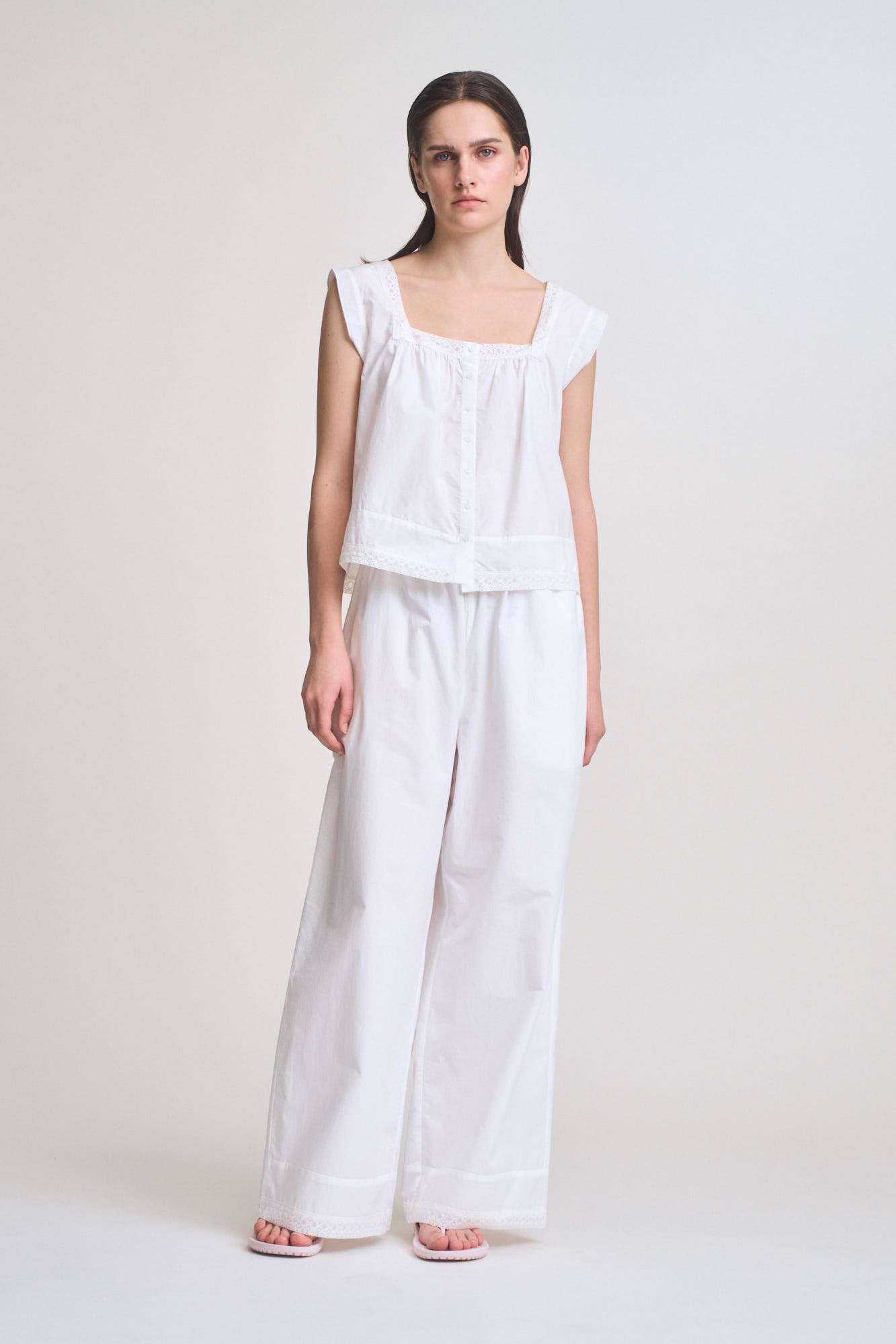 Eyelet Trim Detail Pants