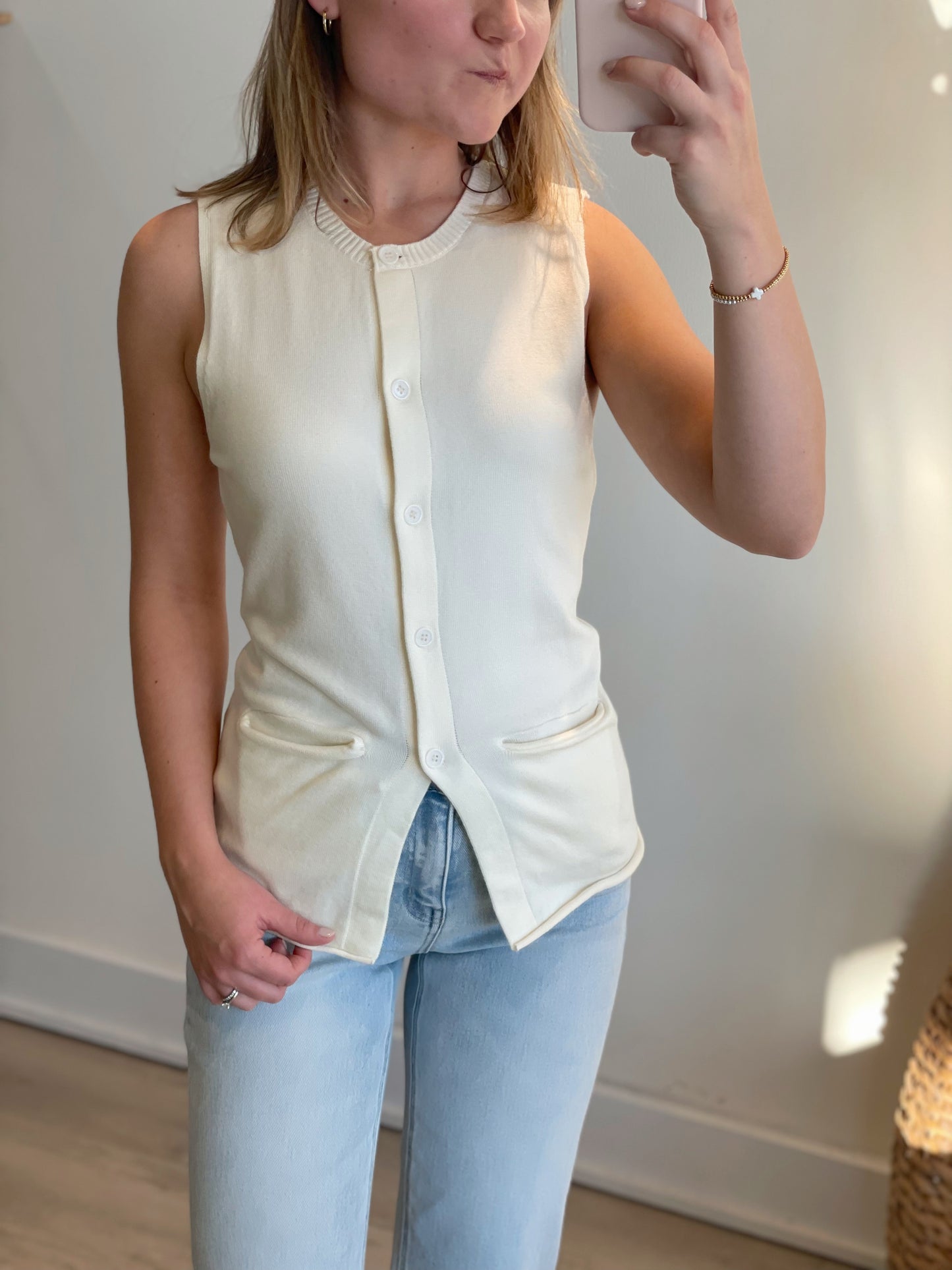 Nadia Knit Cream Vest