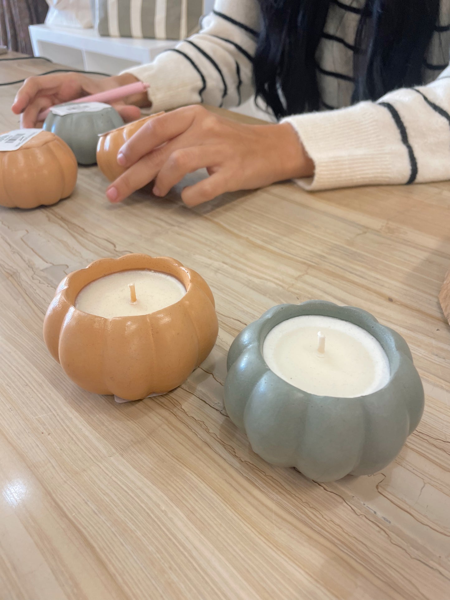 Concrete Pumpkin Candle