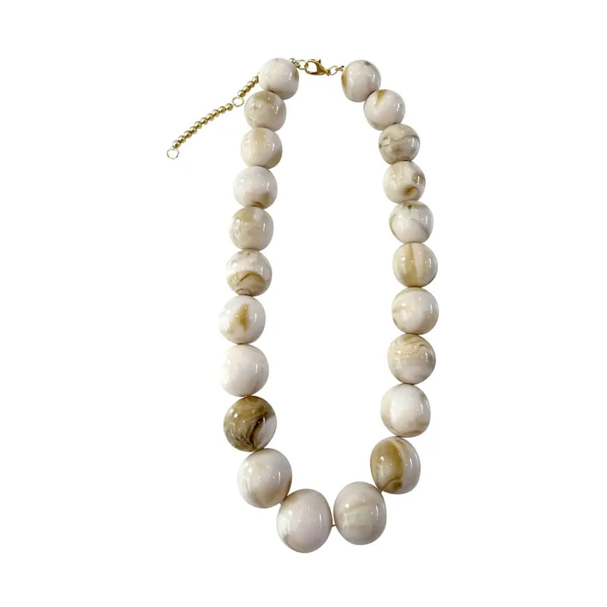 Carter Chunky Beaded Necklace - Cream