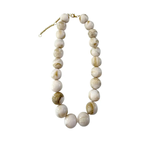 Carter Chunky Beaded Necklace - Cream