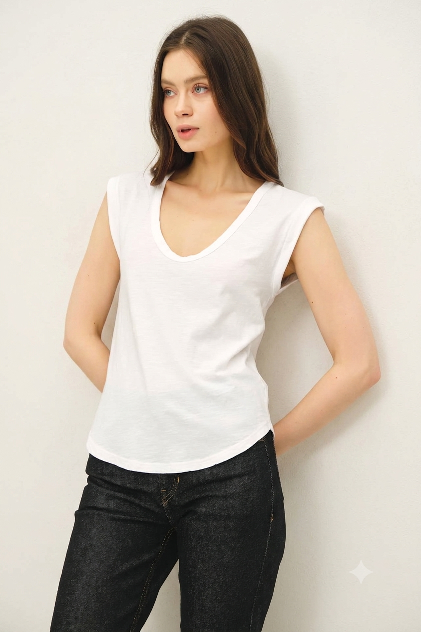 Cap Sleeve Top- White