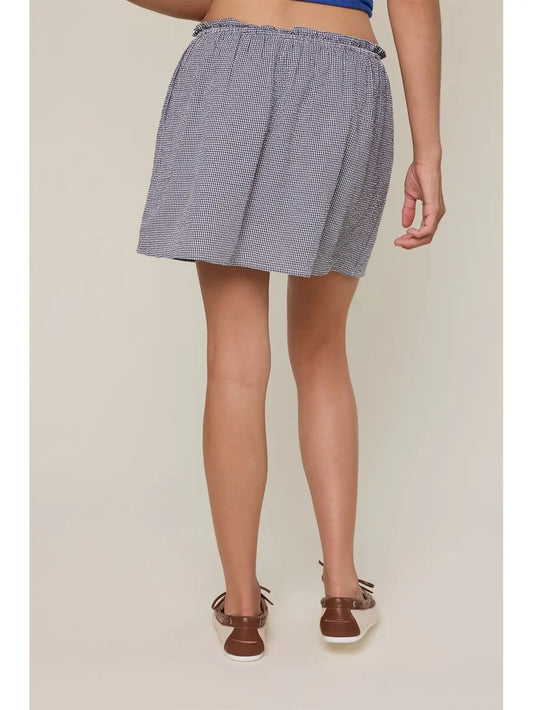 Gingham Button-Up Mini Skirt