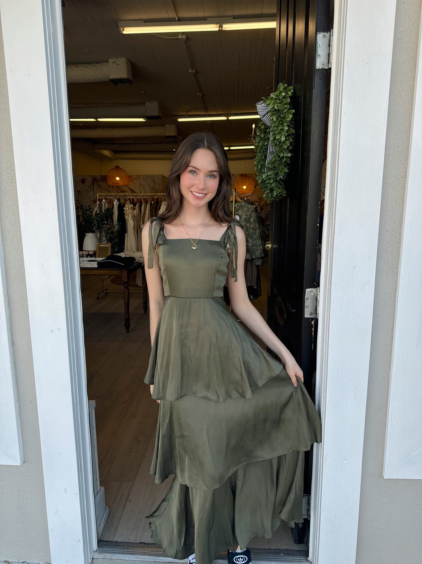 Olive Tiered Maxi Dress