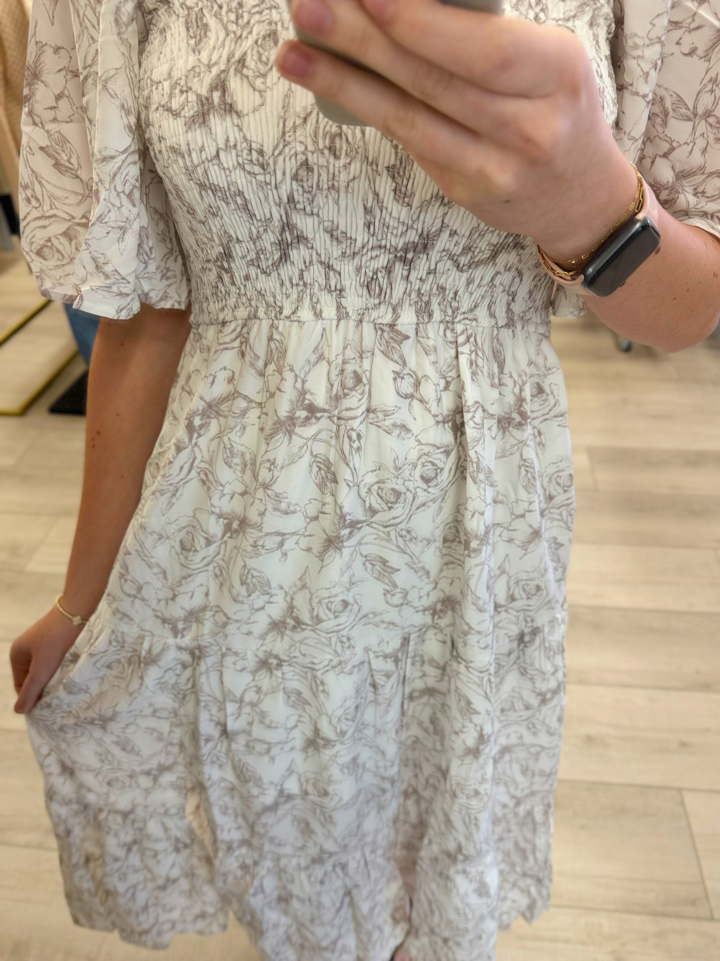 Cara Floral Dress- Cream