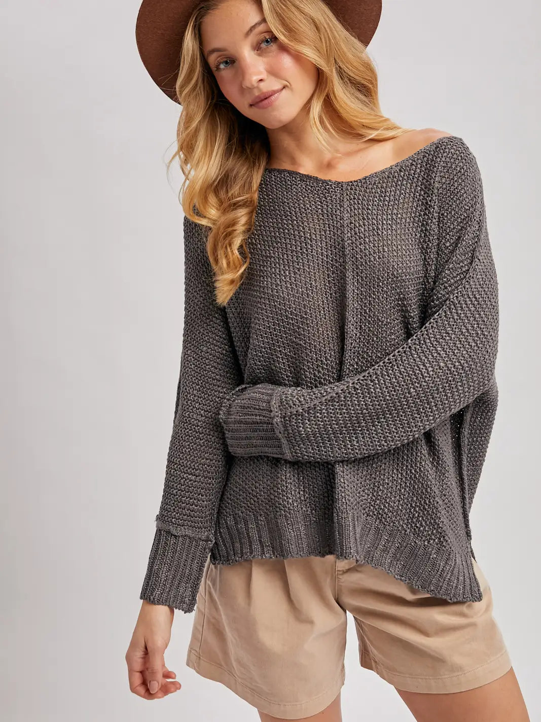 Loose Fit Sweater- Slate