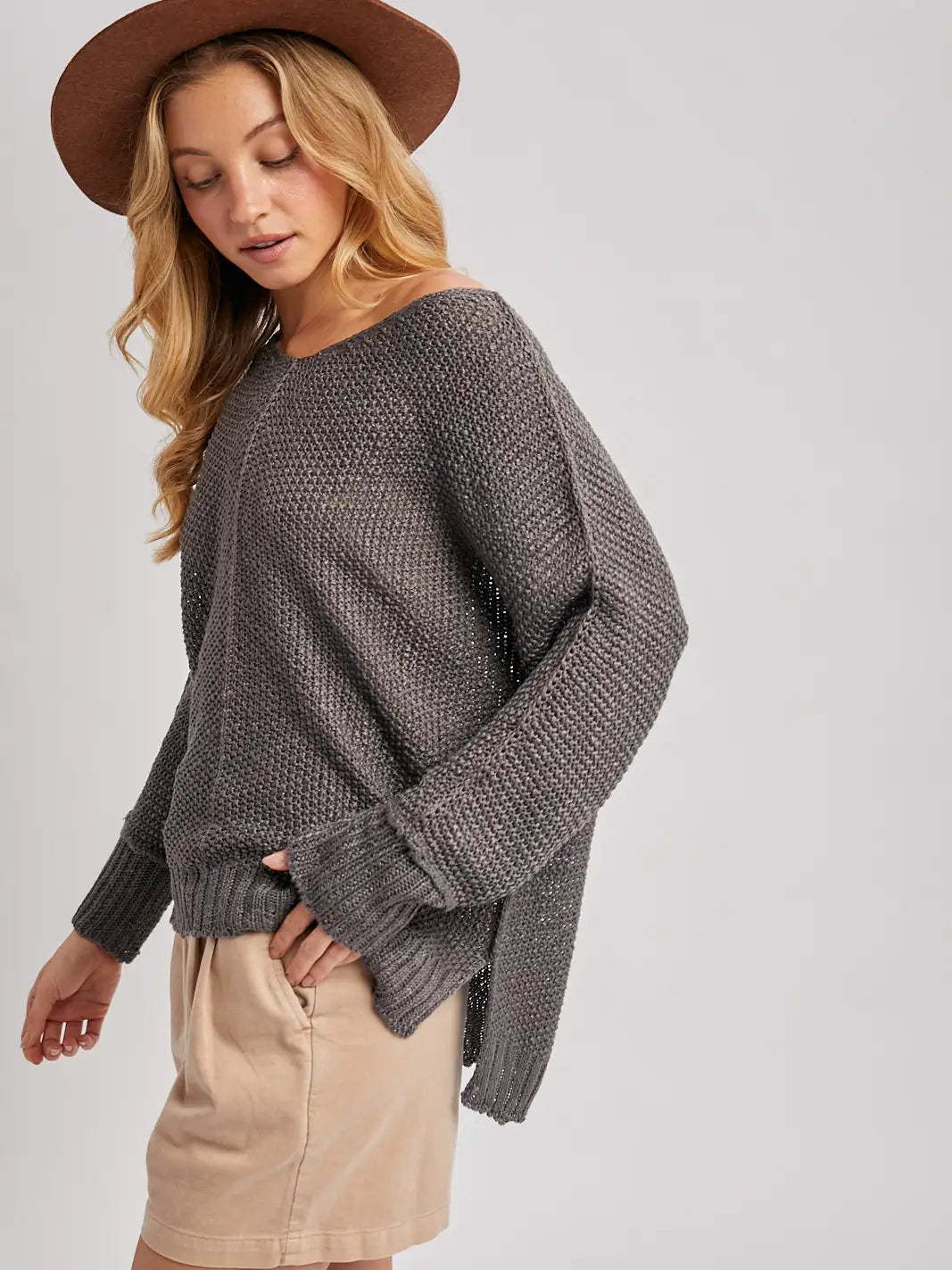 Loose Fit Sweater- Slate