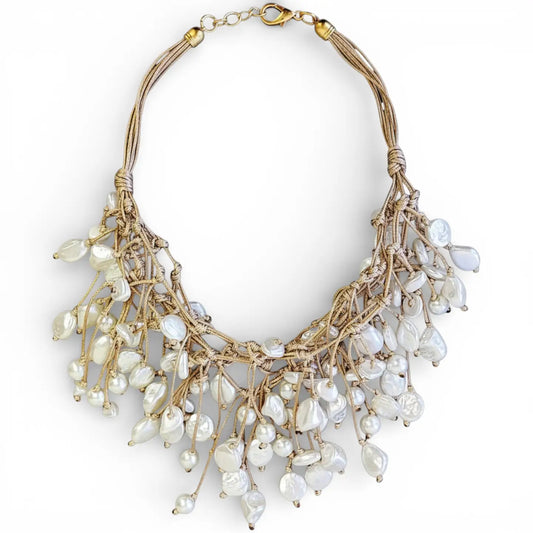 Coastal Knotted Pearl Necklace