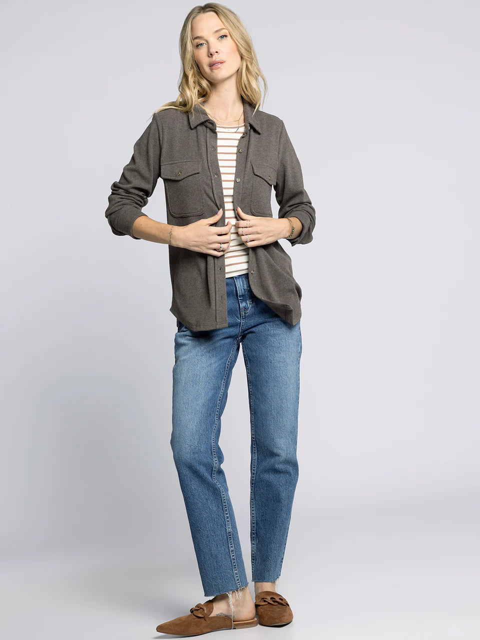 Cassian Shirt- Brown Heather