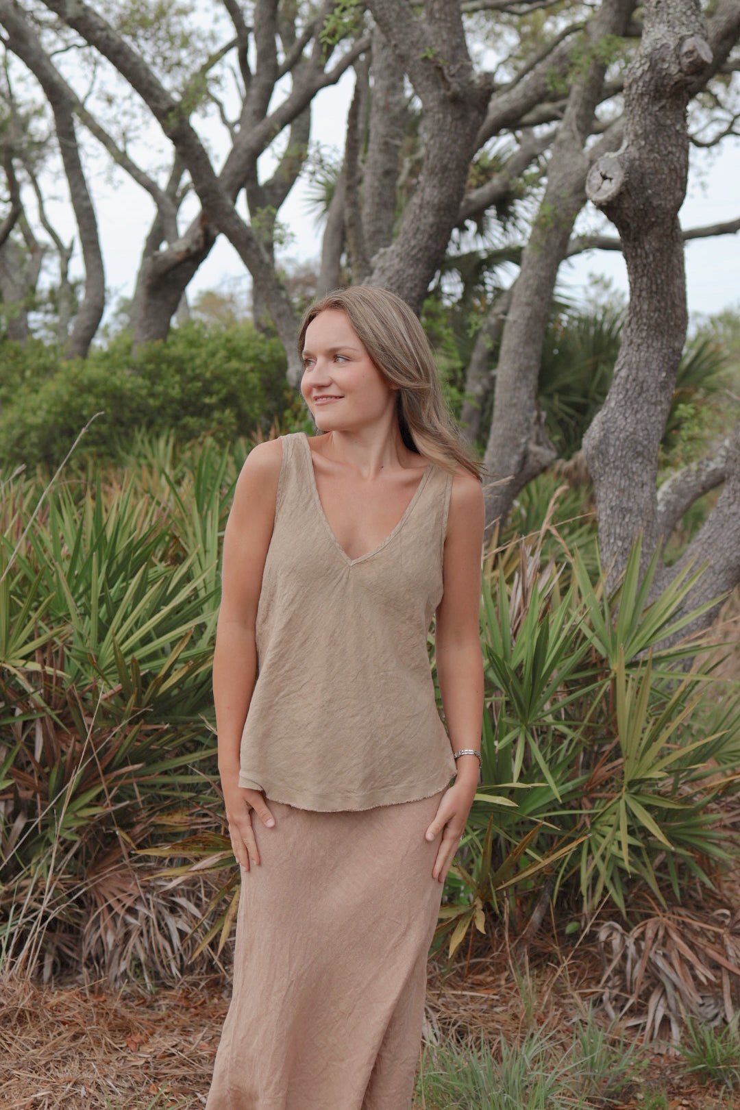 Linen Tank - Camel