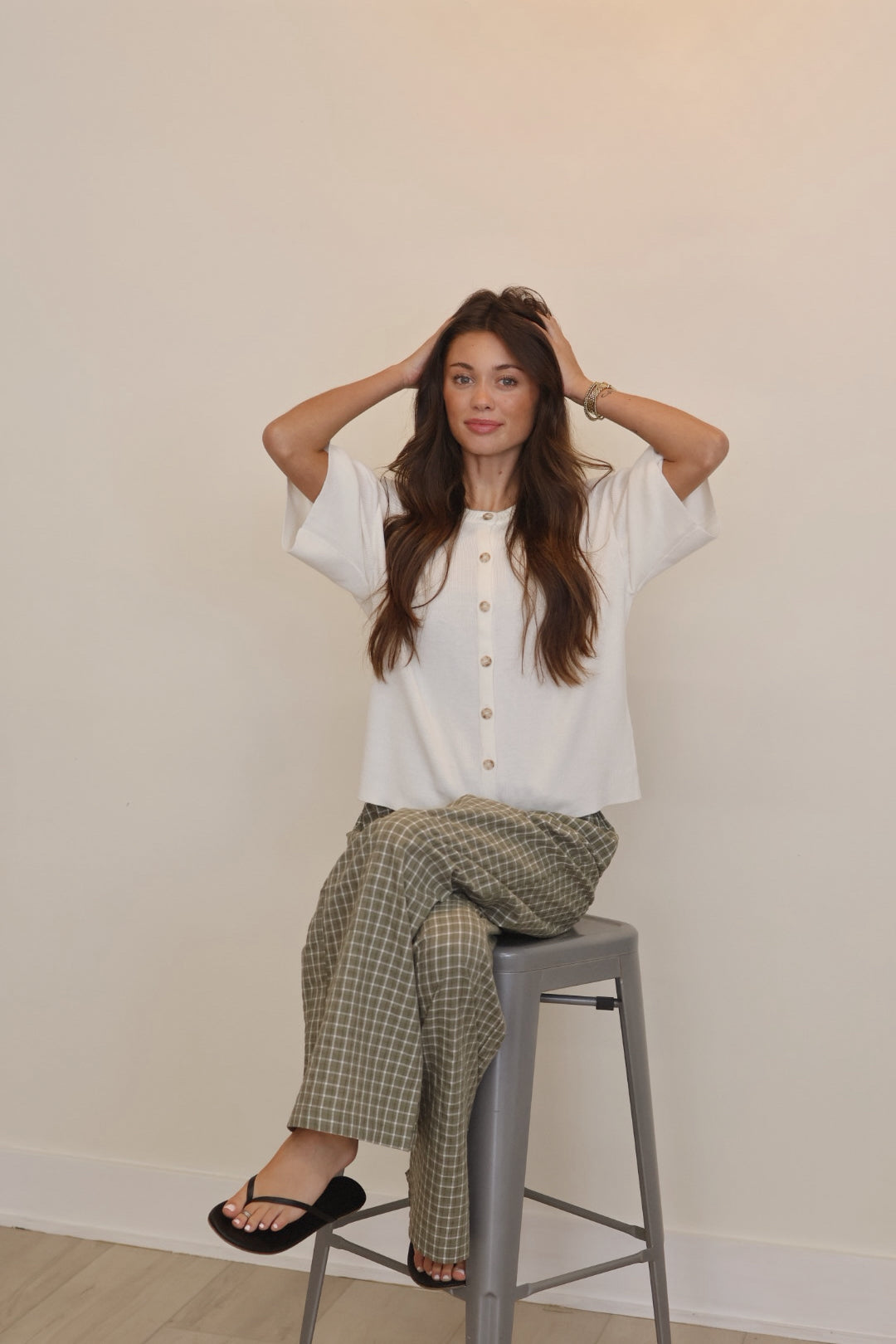 Olive Gridline Pants