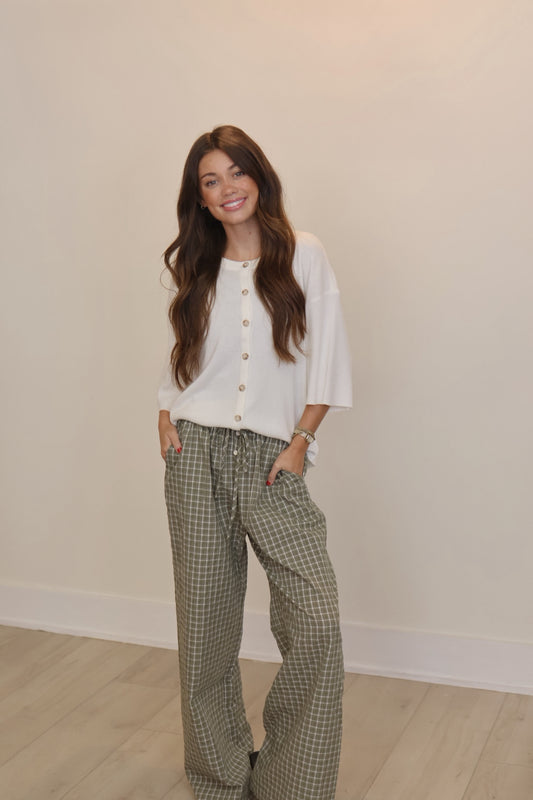 Olive Gridline Pants