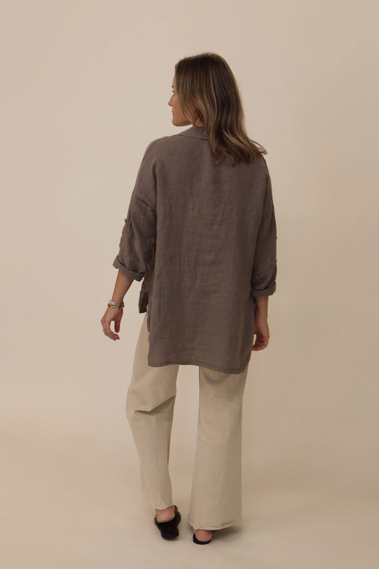 Button-Up 100% Linen - Mole