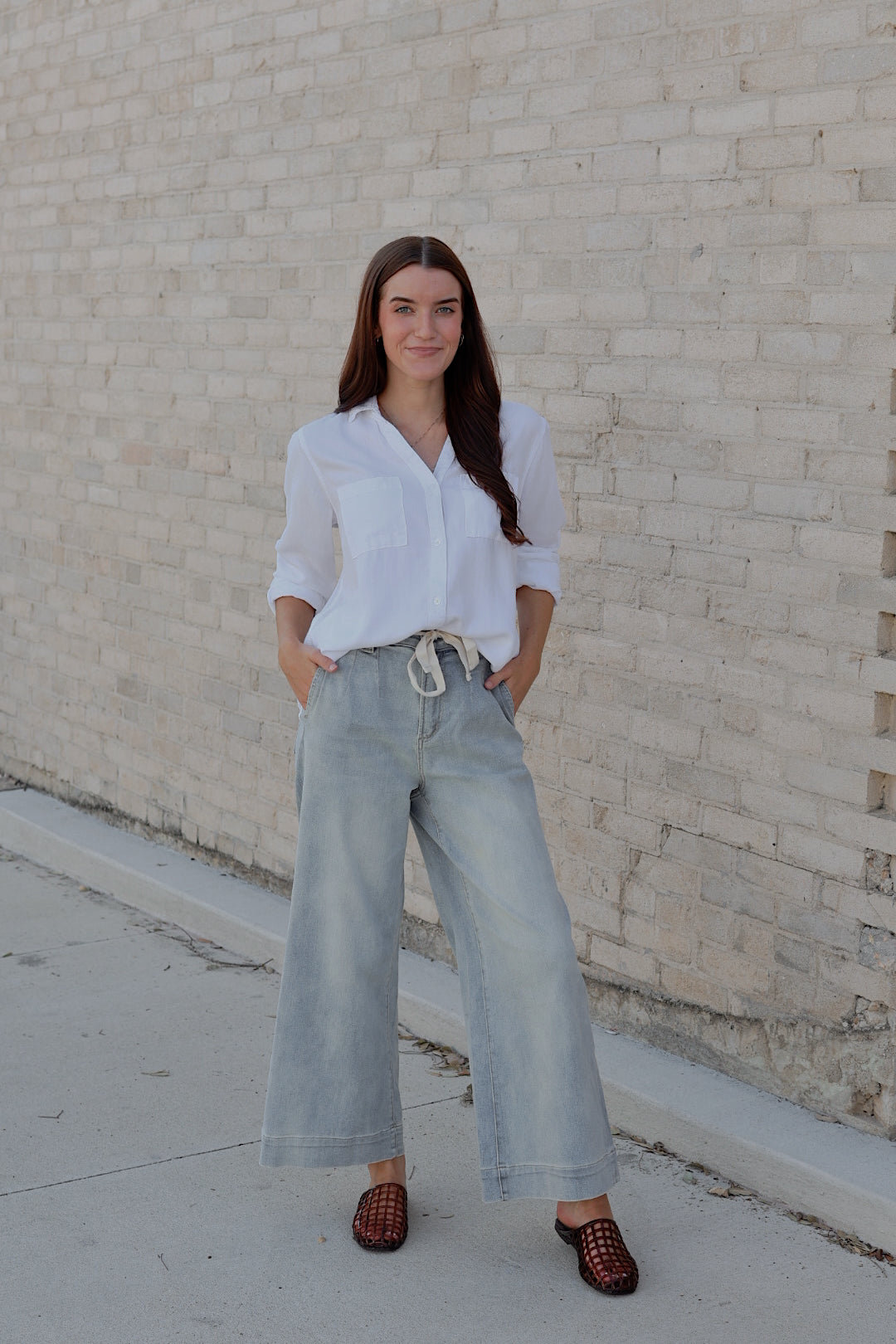 Tied Washed Denim Pant