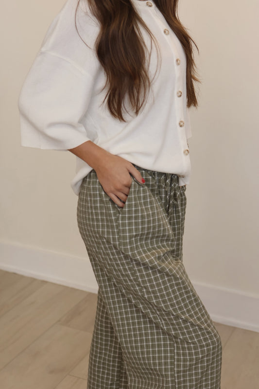 Olive Gridline Pants