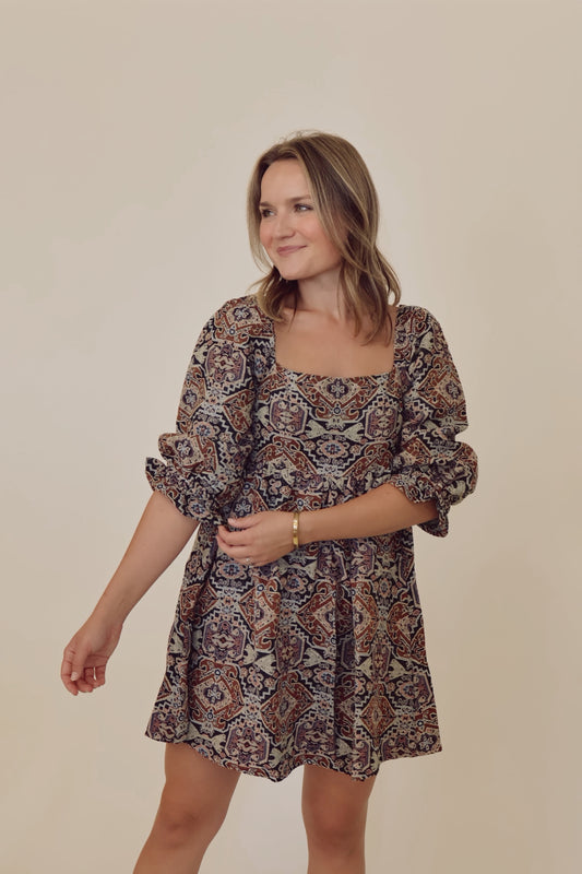 Ornate Babydoll Mini Dress
