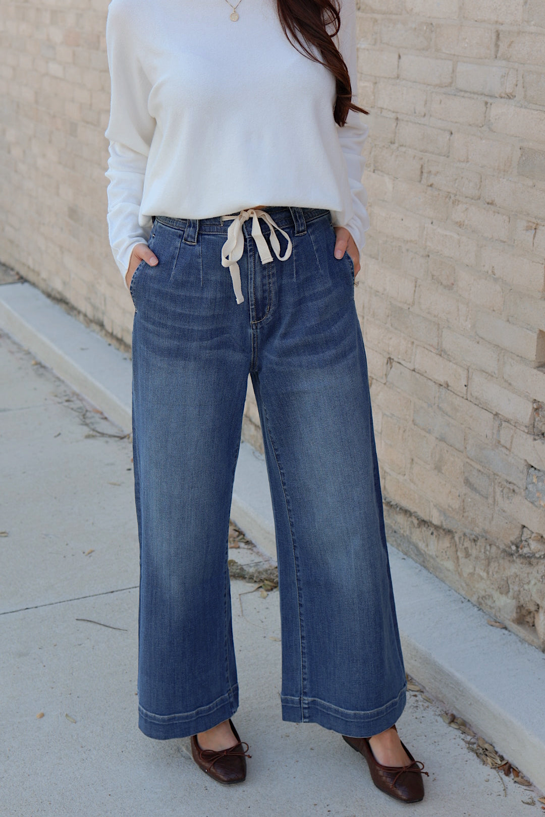 Tied Dark Washed Denim Pant