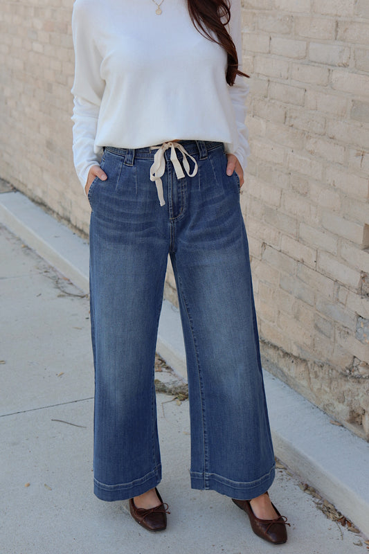 Tied Dark Washed Denim Pant