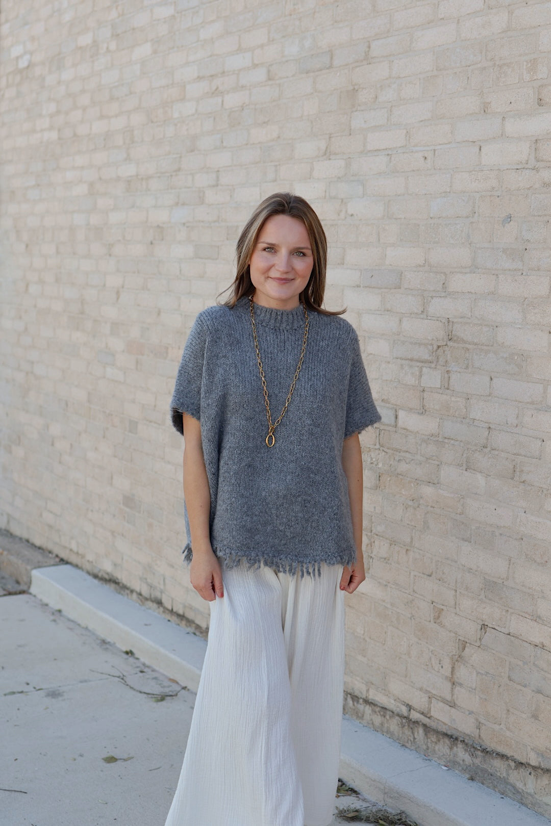 Theresa Knit Poncho / Charcoal