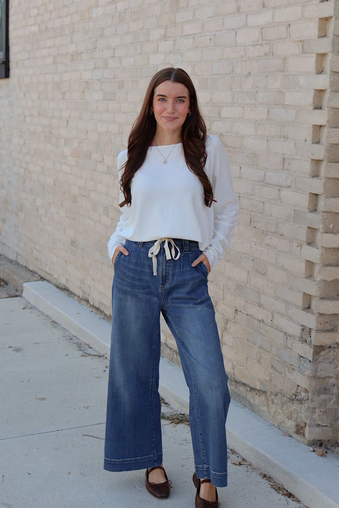 Tied Dark Washed Denim Pant