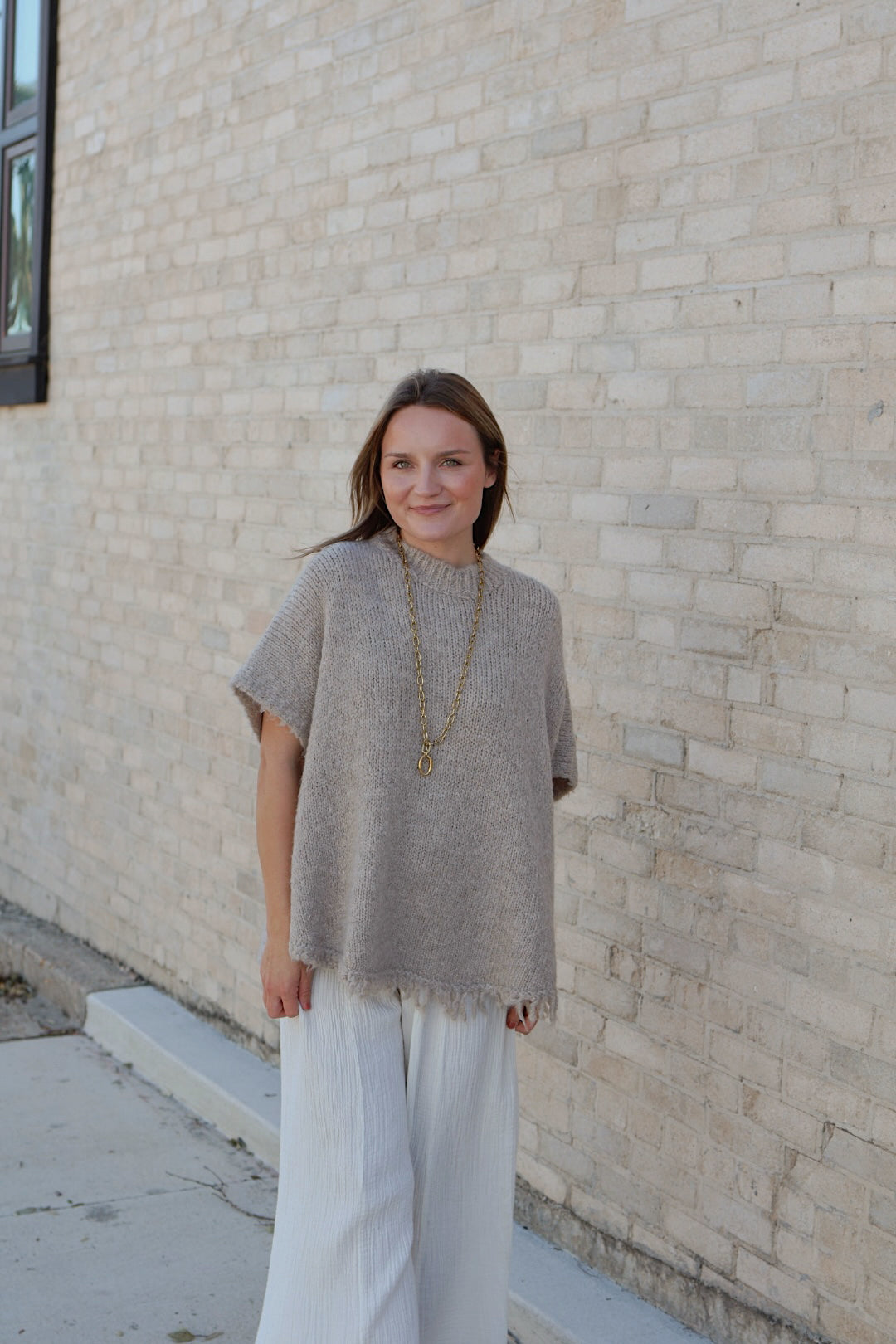Theresa Knit Poncho / Sand
